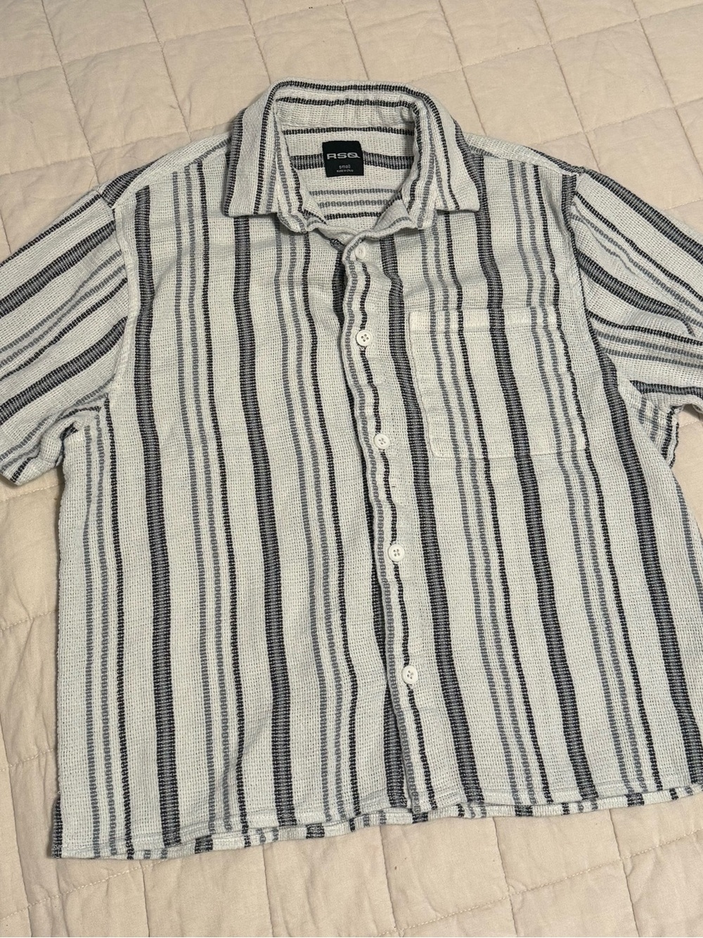 RSQ Men's Small Striped Button Up Shirt